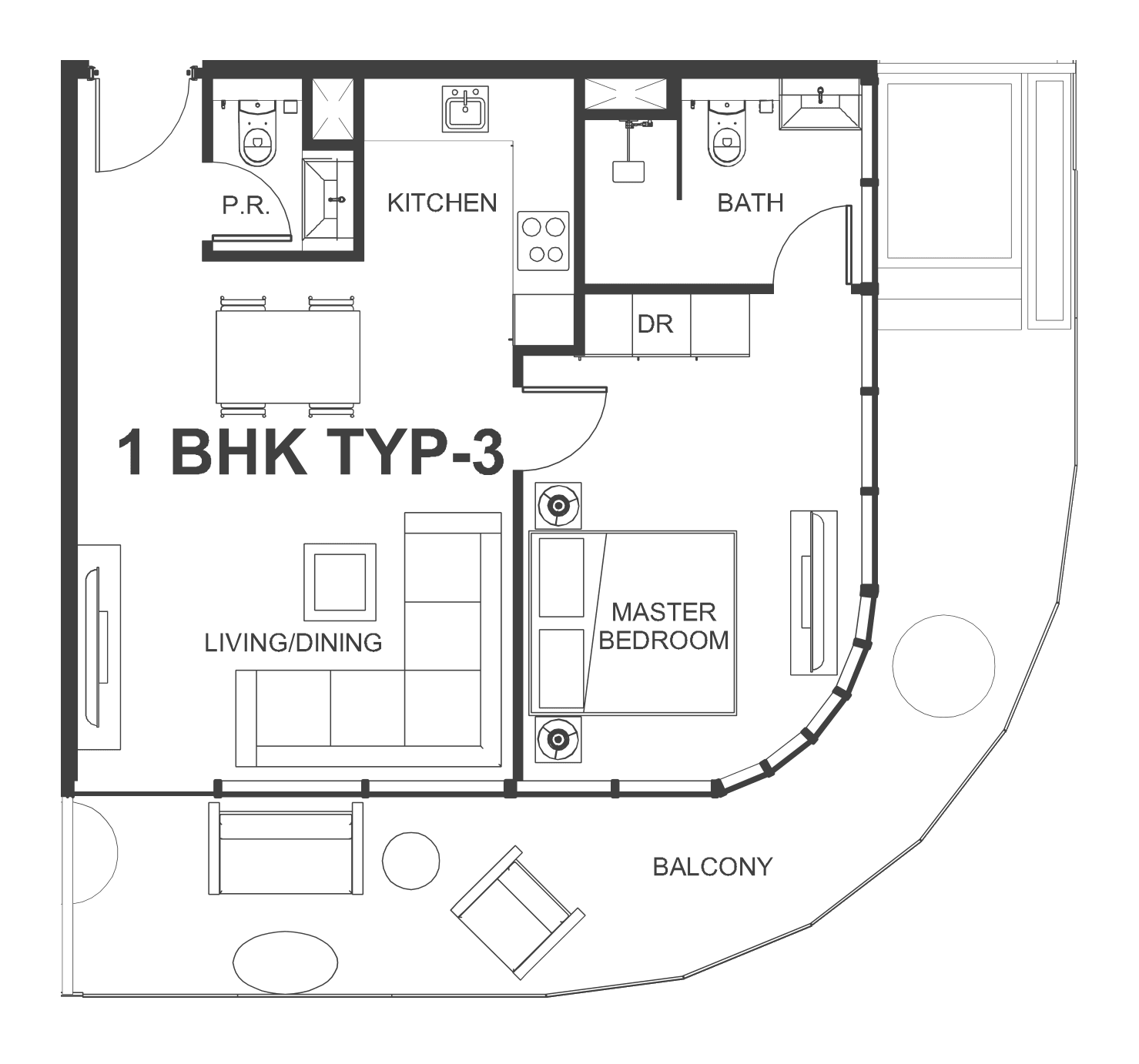 Floor plan, unit 2407