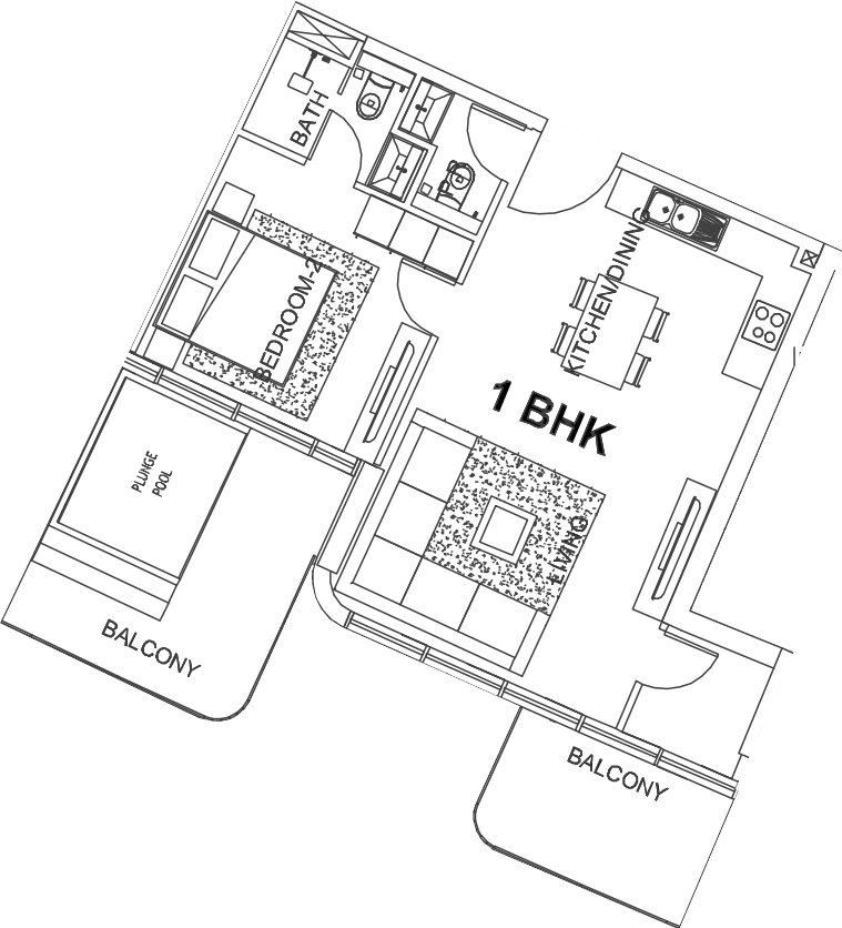 Floor plan, unit 204