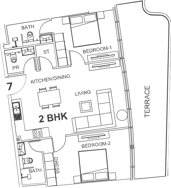 Floor plan, unit 117
