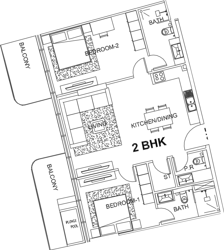 Floor plan, unit 213