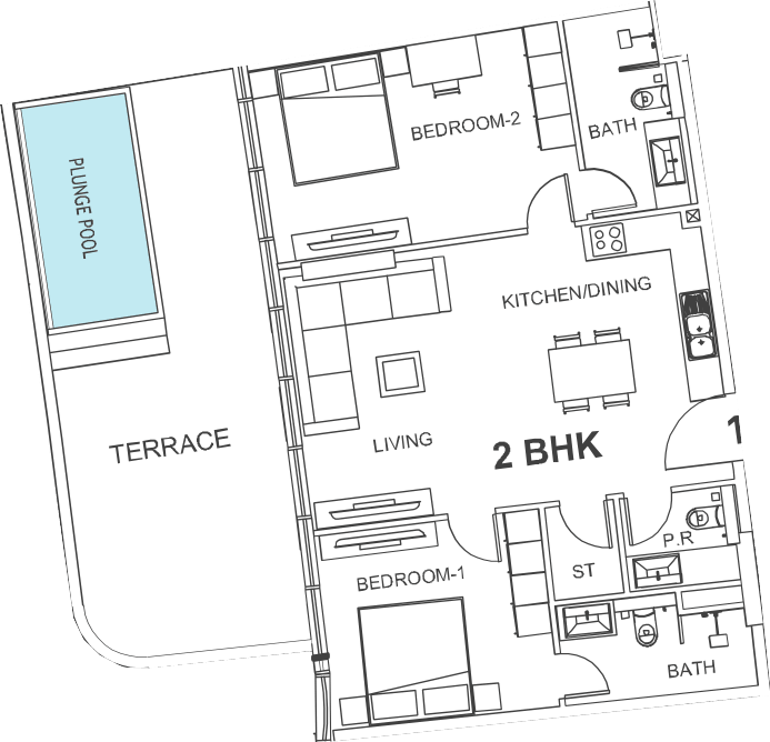 Floor plan, unit 110