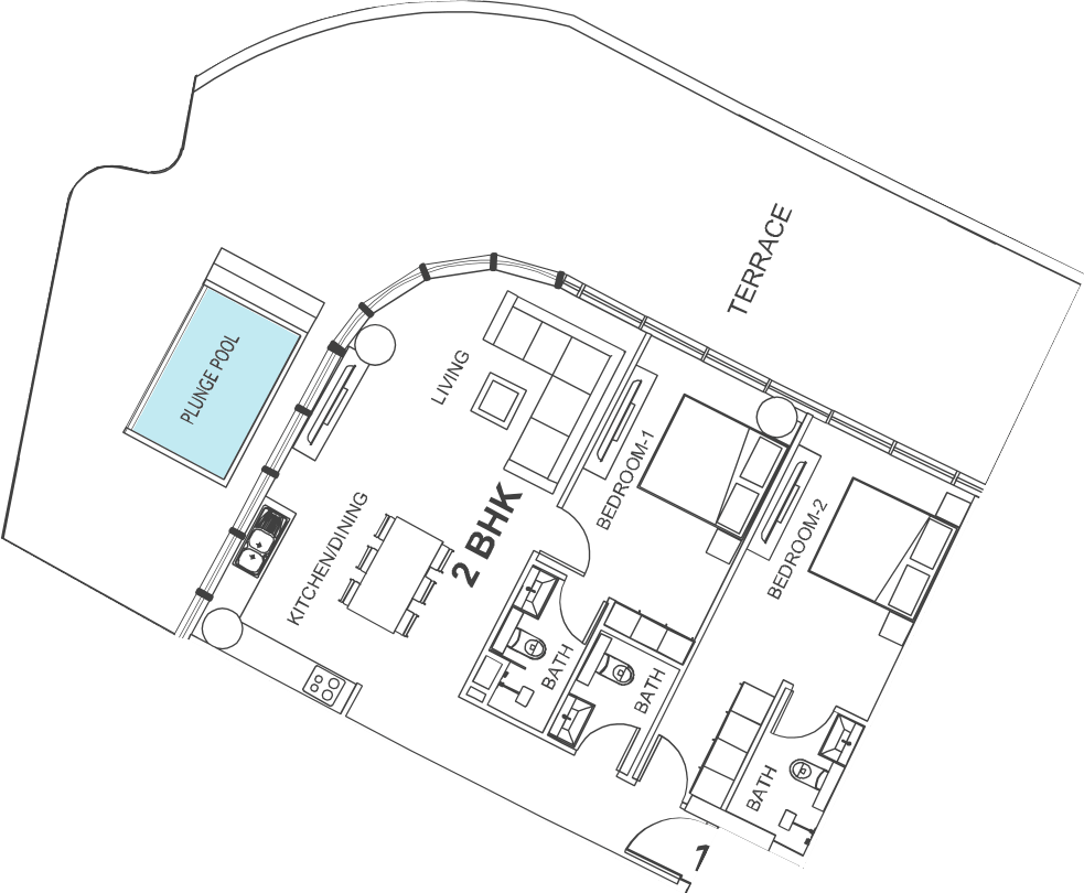 Floor plan, unit 105