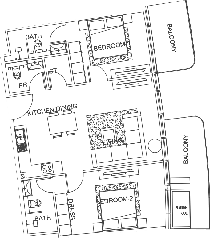 Floor plan, unit 218