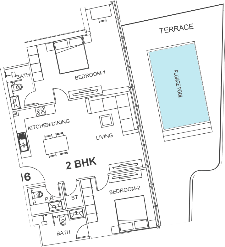 Floor plan, unit 116