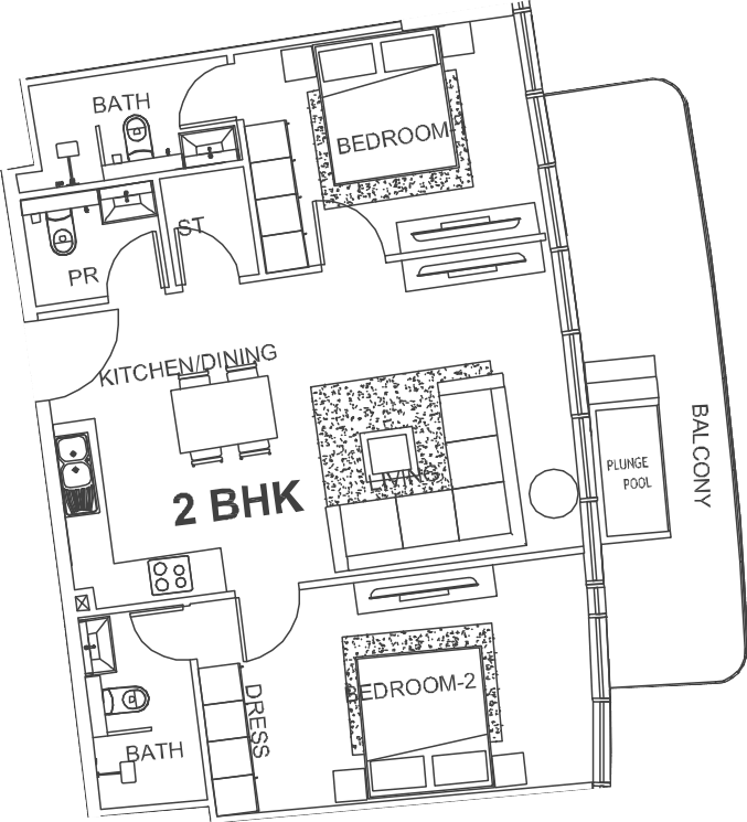 Floor plan, unit 518