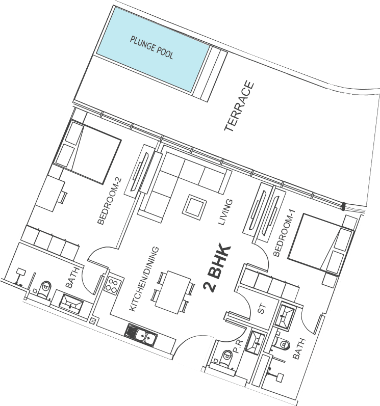 Floor plan, unit 107