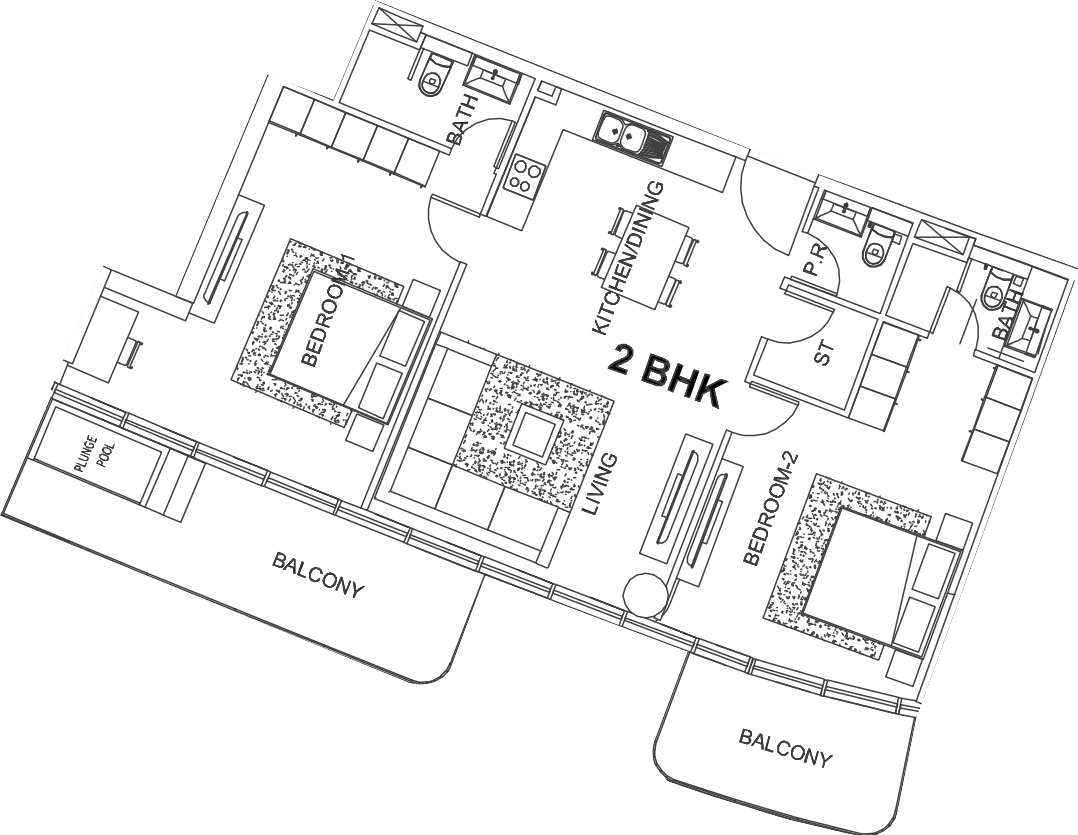 Floor plan, unit 203