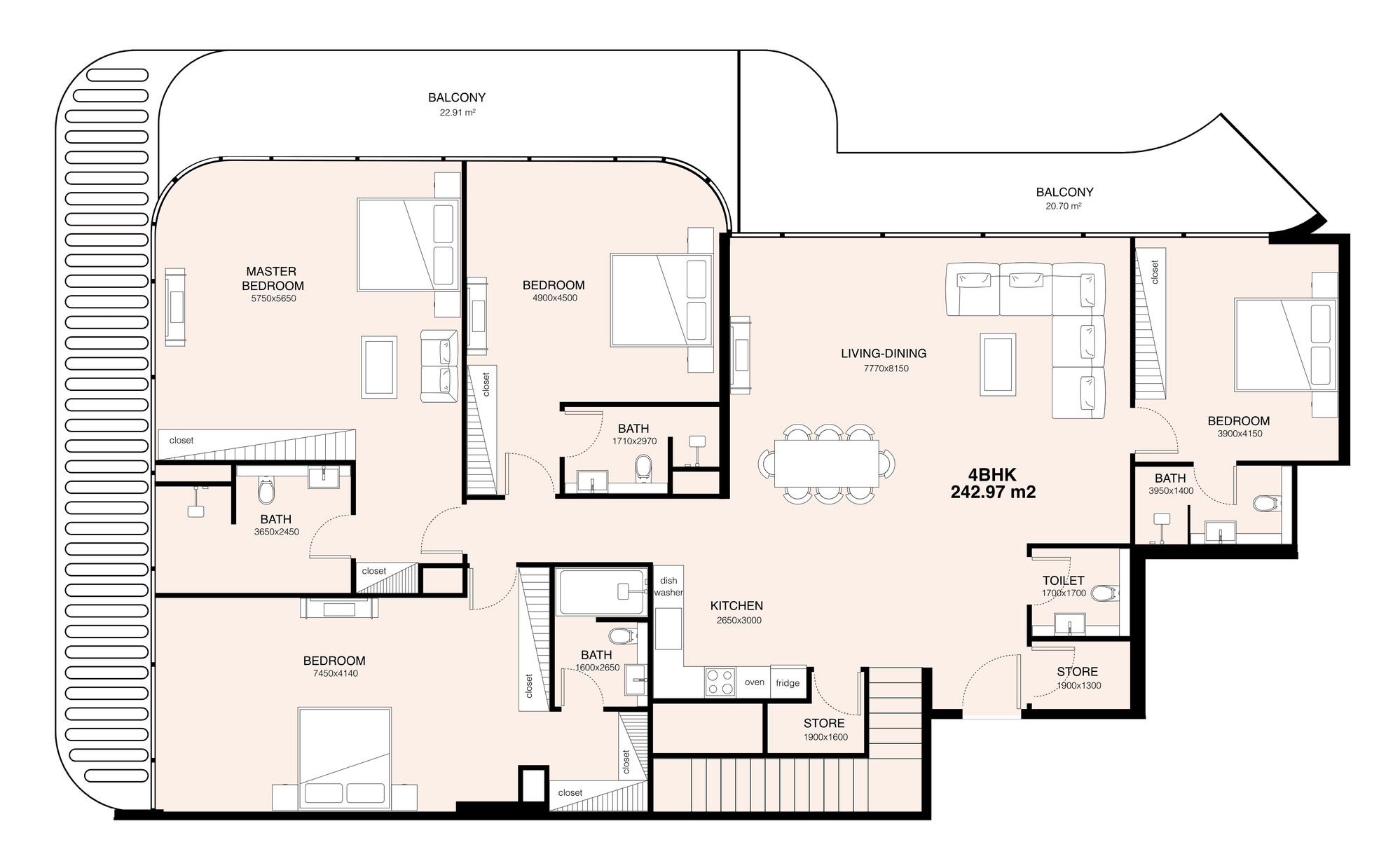 Floor plan, unit 1206