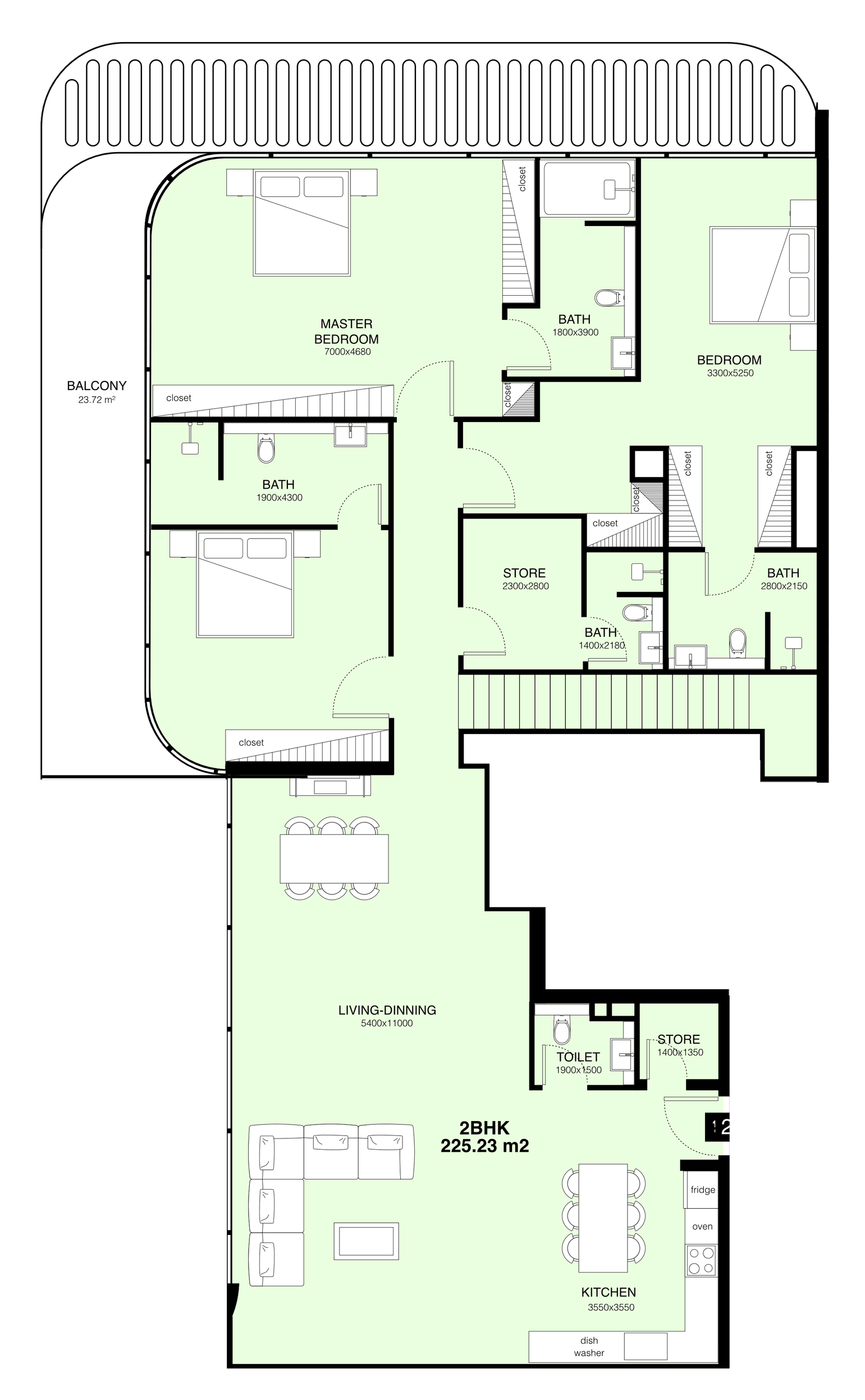 Floor plan, unit 1201