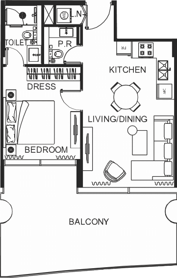 Floor plan, unit 3506