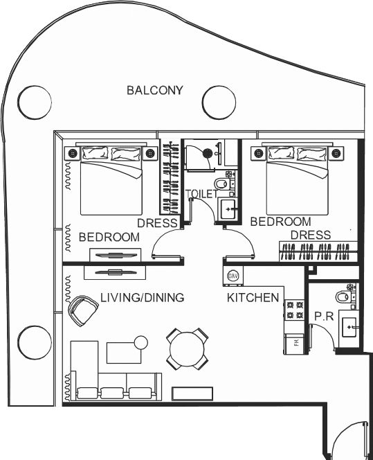 Floor plan, unit 3515