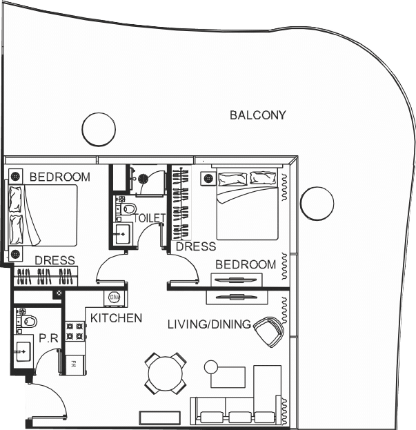 Floor plan, unit 3516