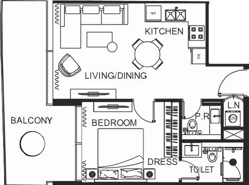 Floor plan, unit 3511