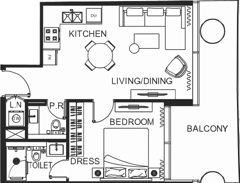 Floor plan, unit 2038